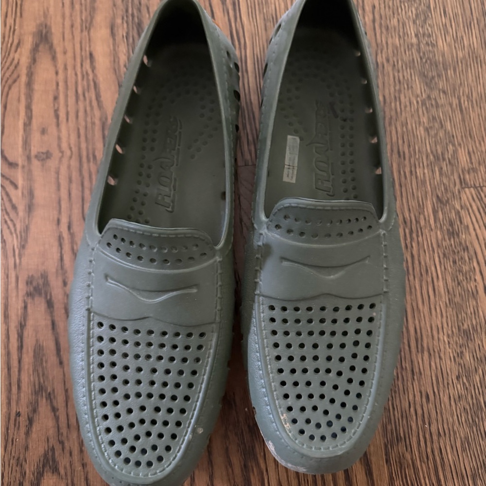 Men's Olive Green Perforated Slip-On Loafers